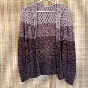 Maurice's Womens S Mesh Cardigan Open Hoodie Color Block Purples Boho Y2K Beach